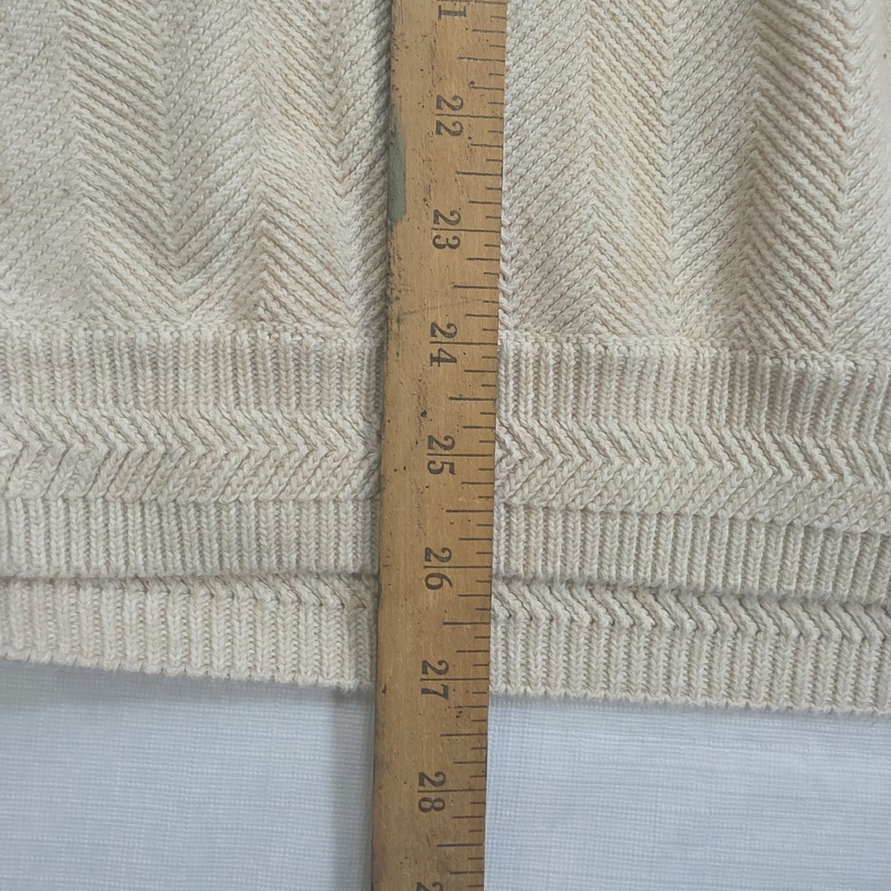 Vintage Chaps Ralph Lauren Sweater Men’s Large Beige Cream Cotton Knit Crewneck - Picture 4 of 6